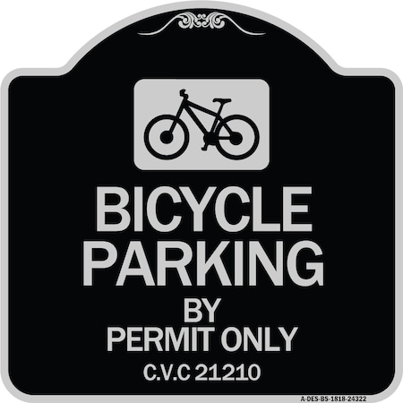 Signmission Bicycle Parking by Permit C.V.S. 21210 Heavy-Gauge Aluminum Sign, 18" x 18", BS-1818-24322 A-DES-BS-1818-24322